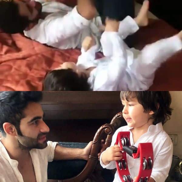 Taimur Ali Khan does bicycle crunches and turns 'Tambourine man' for mamu Armaan Jain
