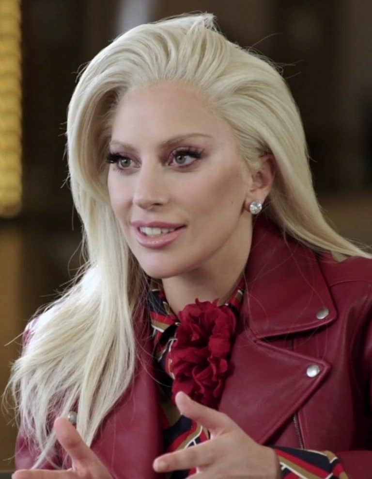 Lady Gaga tumbles off stage while dancing with a fan.