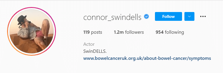 Connor Swindells instagram